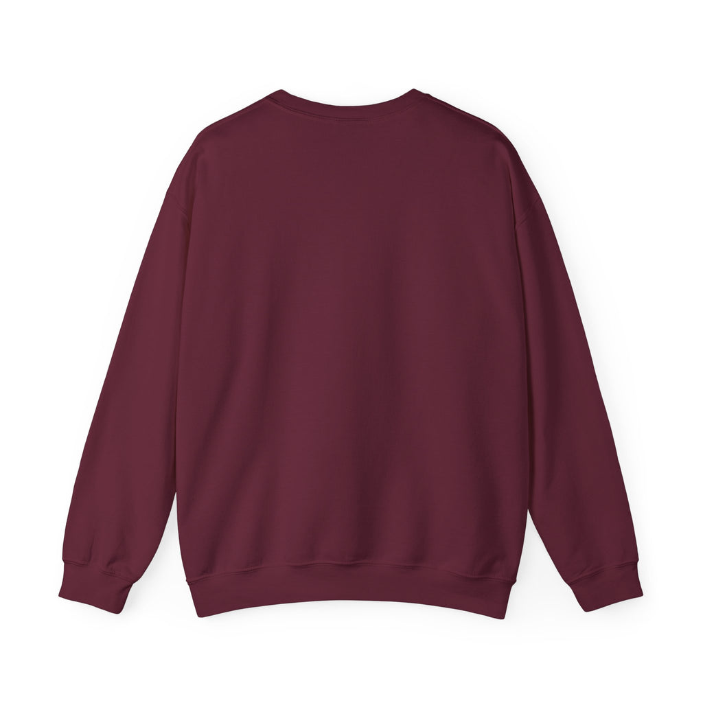 Burgundy long sleeve crewneck sweatshirt with soft fabric, back view, Comfy Elegance