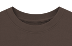 Brown cotton crew neck sweatshirt with ribbed collar, comfortable fabric by Comfy Elegance