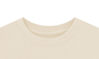 Beige crewneck sweatshirt made of soft cotton fabric, close-up collar view, Comfy Elegance