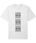 White cotton t-shirt with black geometric scissor print design, Comfy Elegance