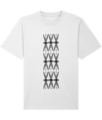 White cotton t-shirt with black geometric scissor print design, Comfy Elegance